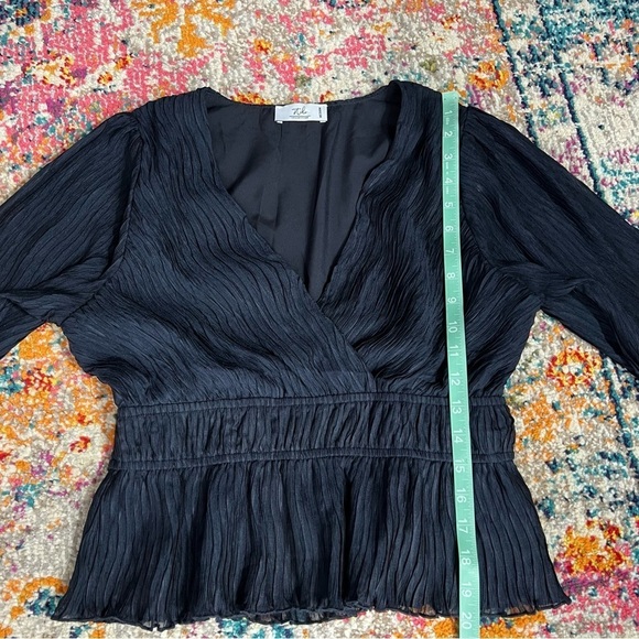 Boutique Navy Blue Wrapover Surplice Blouse - Picture 8 of 10